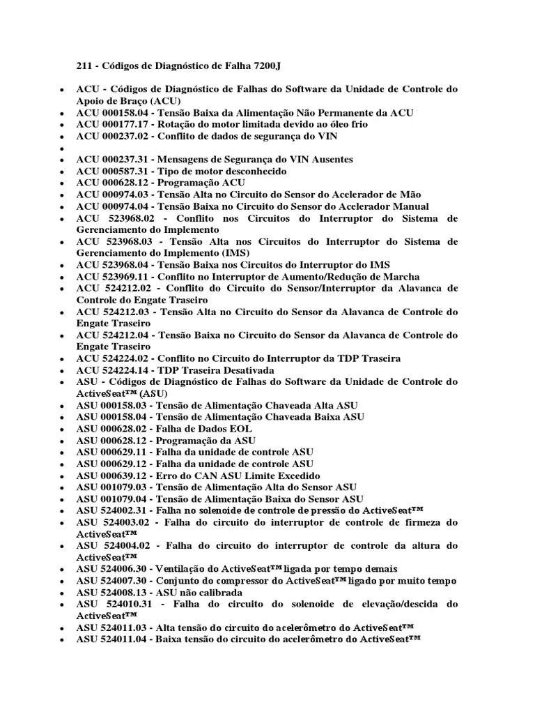 Codigos De Falhas 7200J | PDF | Turbocompressor | Motores