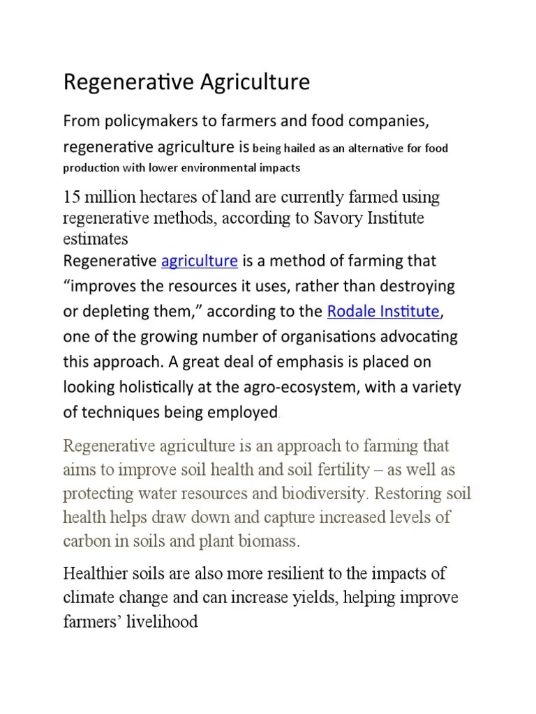 Regenerative Agriculture | PDF