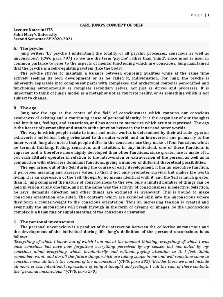 Carl Jungs Concept Of Self | PDF | Carl Jung | Archetype