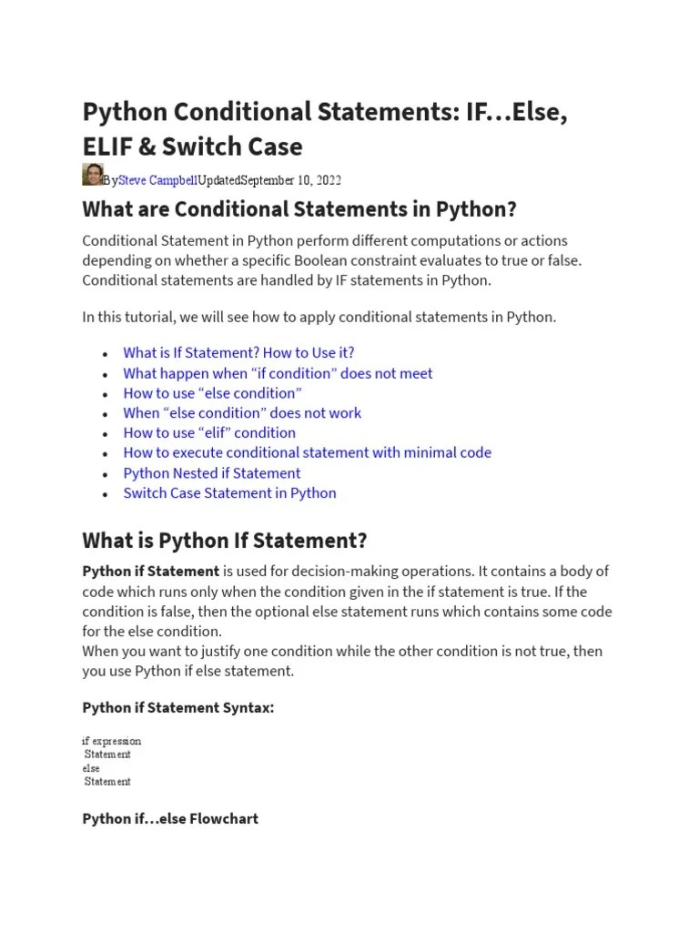 L1 Conditional Statements | PDF | Python (Programming Language ...
