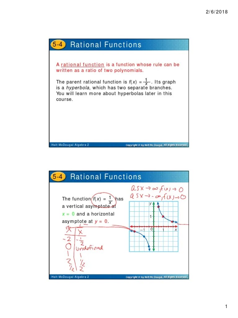 Notes 5.4 Part II Algebra 2 Honors | PDF | Asymptote | Function (Mathematics)