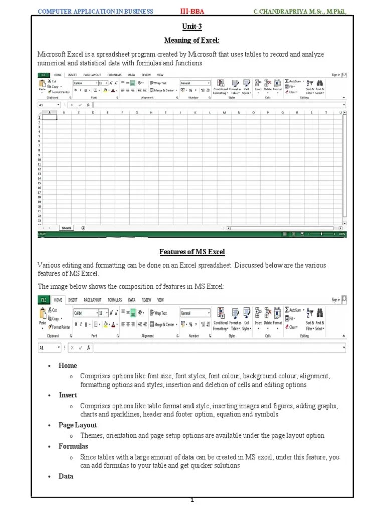 CAB - Unit-3 | PDF | Microsoft Excel | Spreadsheet