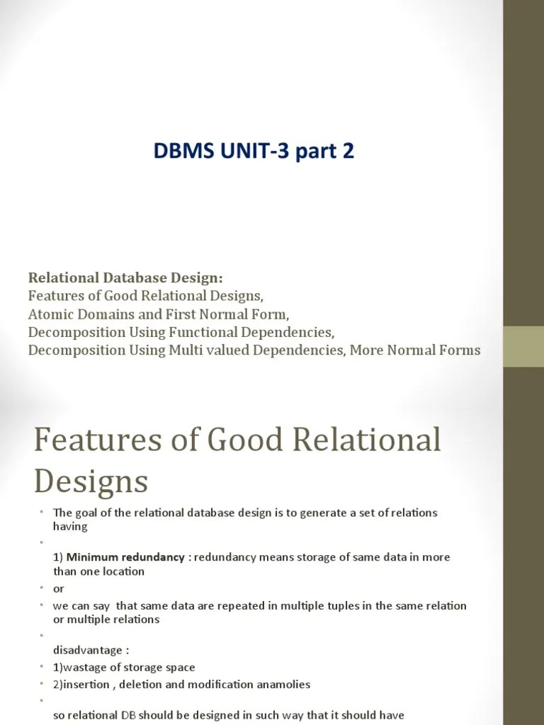 DBMS Unit 3 Part 2 | PDF | Relational Database | Information Technology ...