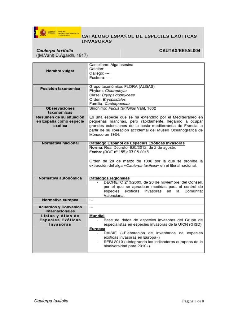 Catálogo Español De Especies Exóticas Invasoras | PDF | Entorno Natural ...