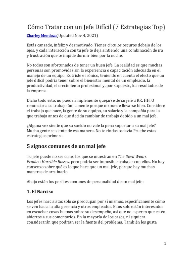 Cómo Tratar Con Un Jefe Difícil | PDF | Comportamiento | Gestión De Recursos Humanos