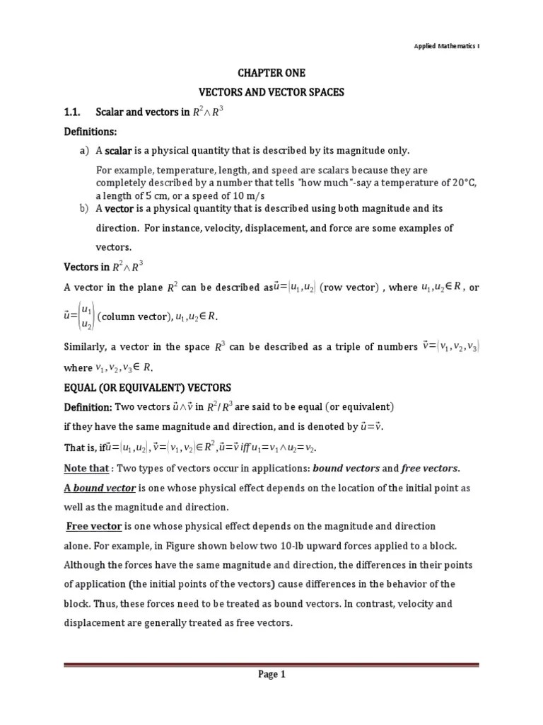Chapter 1 | PDF | Euclidean Vector | Vector Space