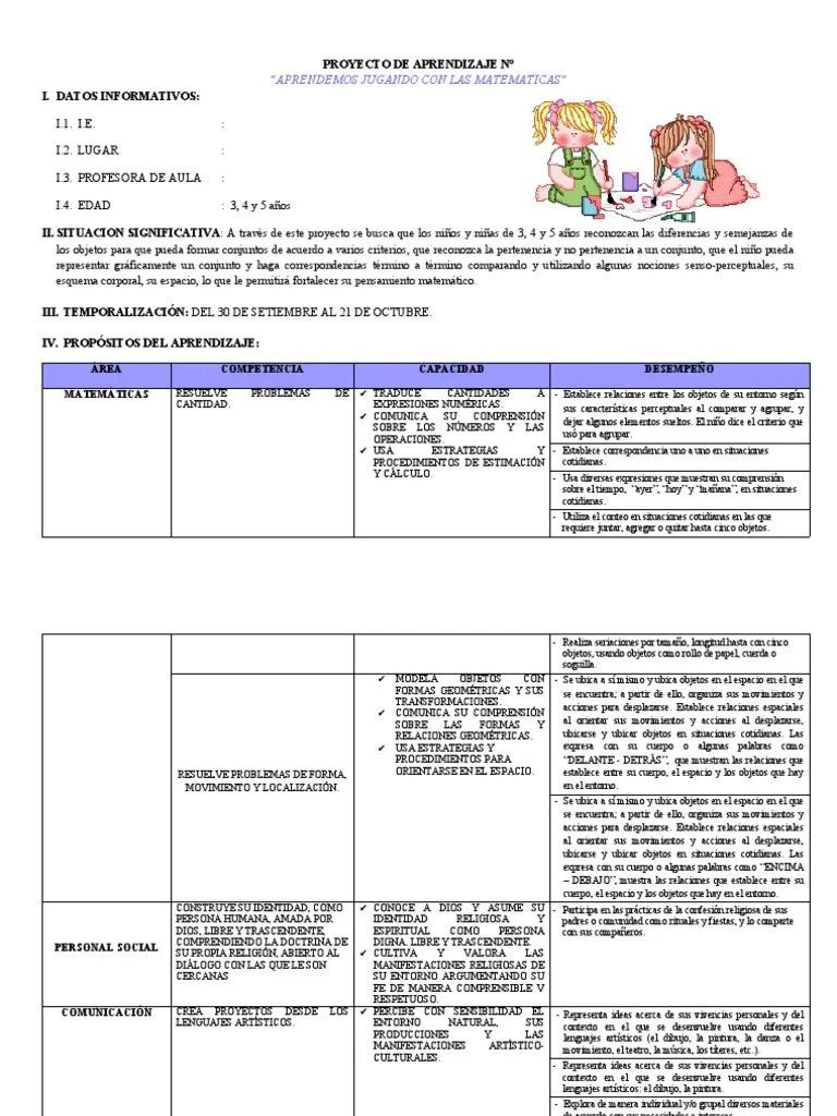 Proyecto Matematicas Inicial | PDF | Aprendizaje | Evaluación