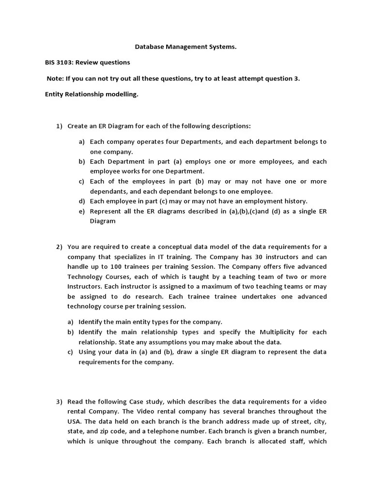 Database Management Systems Chapter 11 Qns | PDF | Computer Data ...