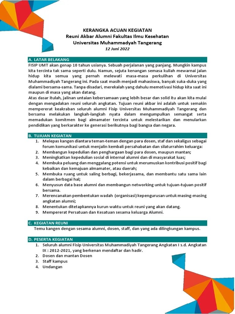 ToR Reuni Akbar FISIP UMT | PDF