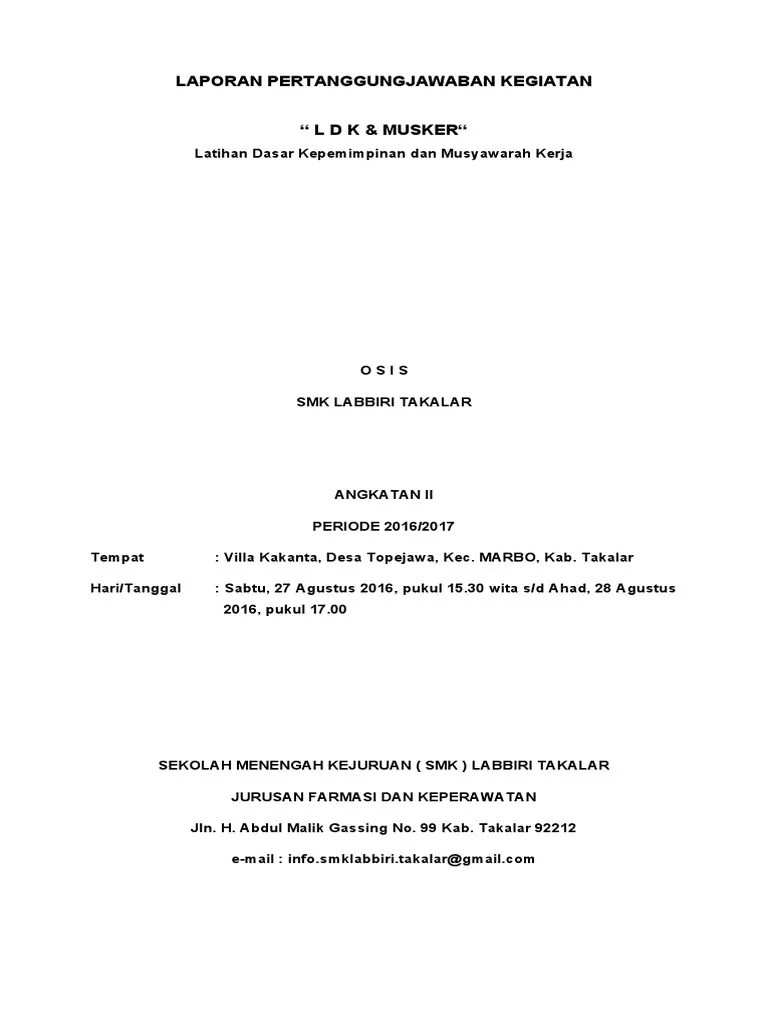 Laporan Pertanggungjawaban Kegiatan | PDF