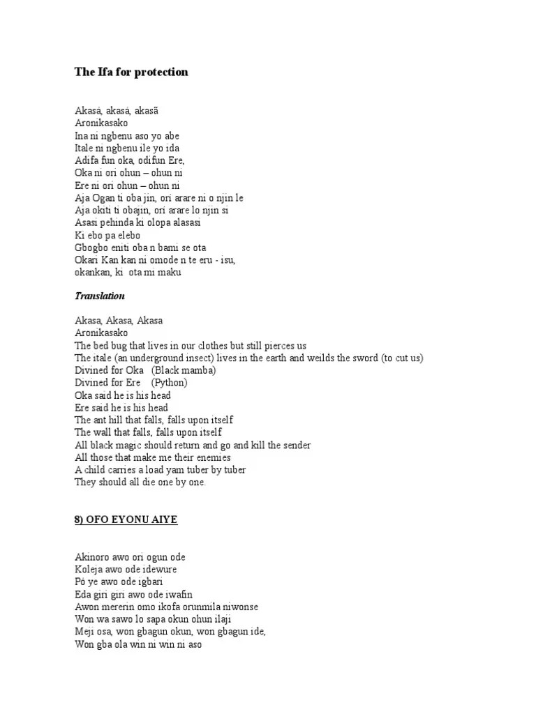 The Ifa For Protection | PDF | Religious Faiths | Religious Belief And Doctrine