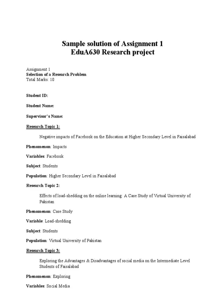 Fall 2022 - EDUA630 Assignment No1 - Solution | PDF