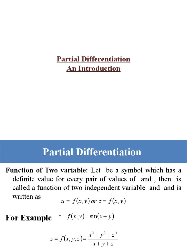 Lecture 1 Partial Differentiation | PDF | Derivative | Variable ...