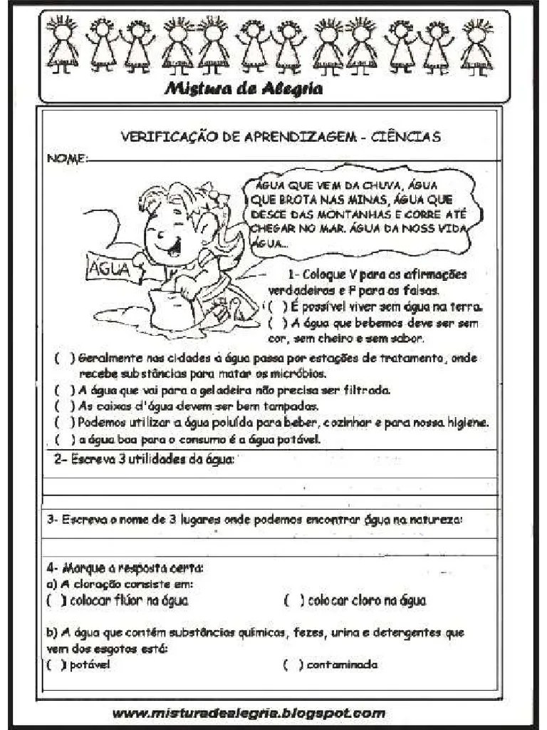 Avaliação De Ciências Tema Água 3º Ano Imprimir 1 | PDF