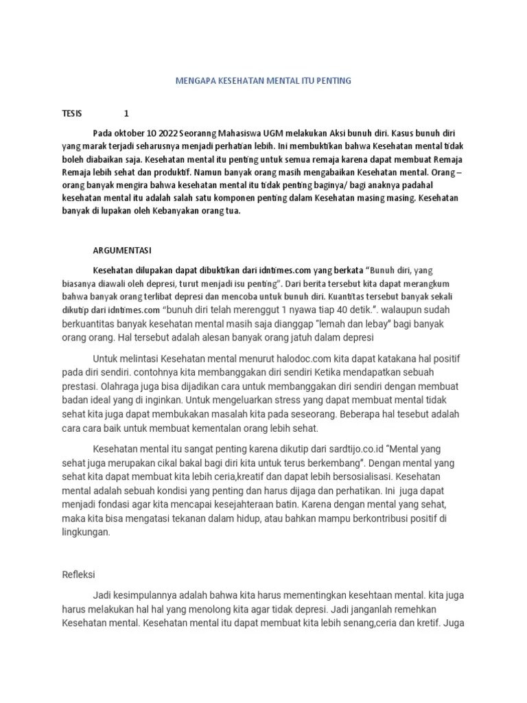 Mengapa Kesehatan Mental Itu Pen Ting | PDF