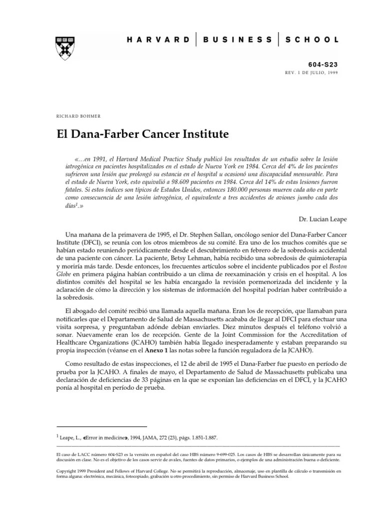 El Dana-Farber Cancer Institute-1 | PDF | Quimioterapia | Cáncer