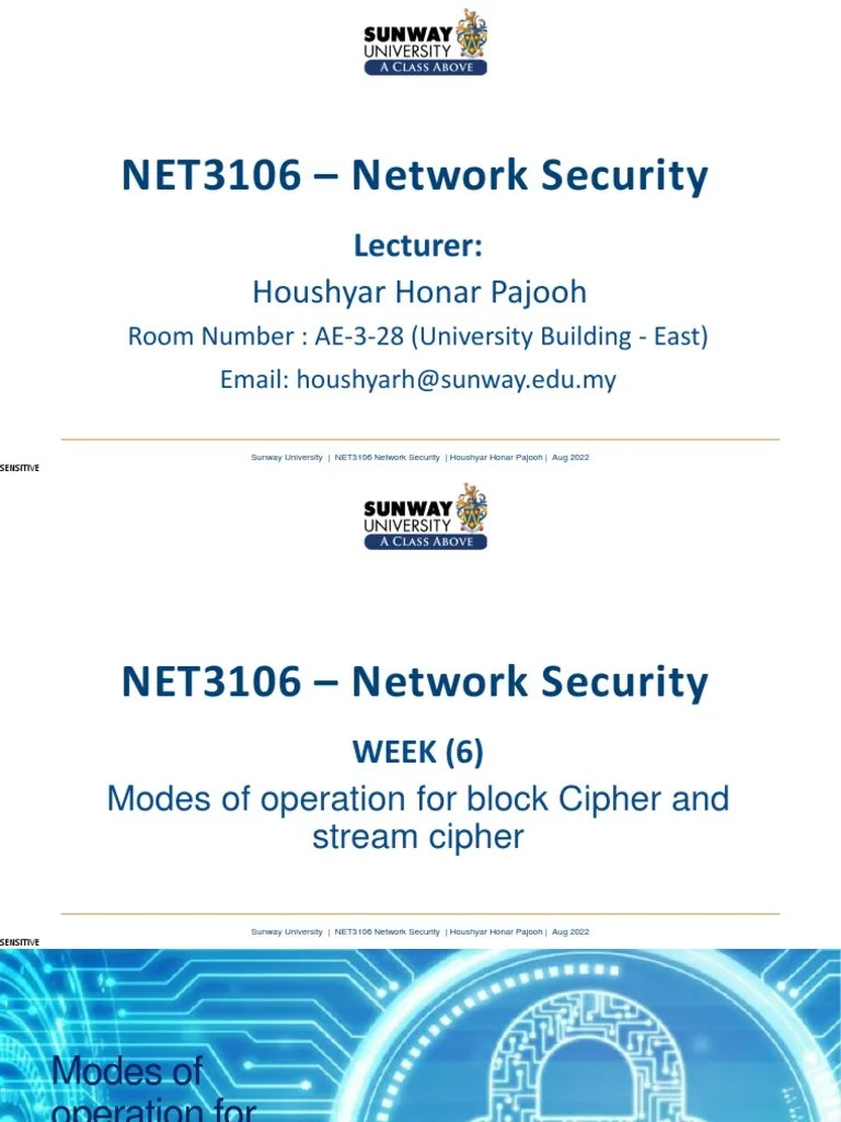 Lecture 6 - Week 6 | PDF | Encryption | Cryptography