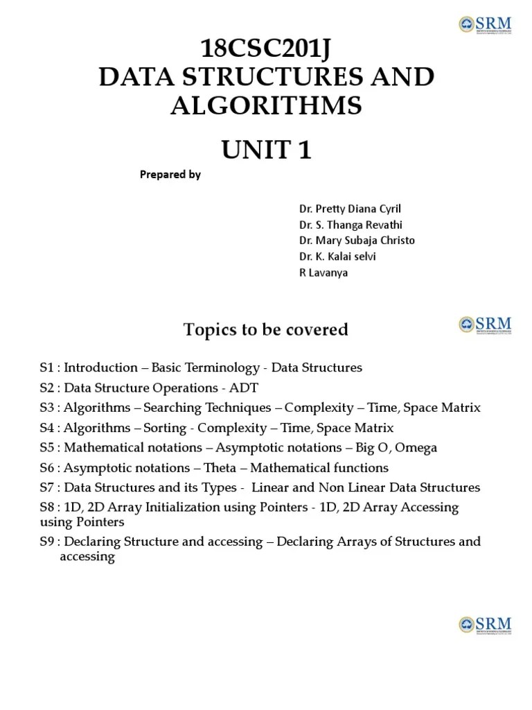 DSA - Unit 1 | PDF | Pointer (Computer Programming) | Time Complexity