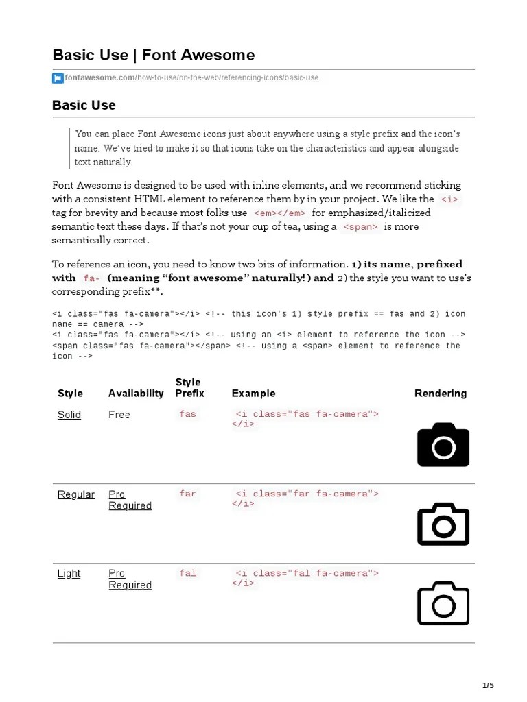 Basic Use - Font Awesome | PDF | Html Element | Icon (Computing)
