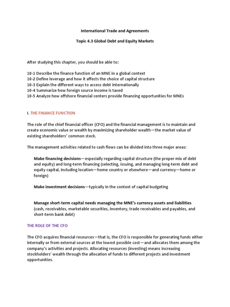 Global Debt And Equity Markets | PDF | Capital Structure | Taxes