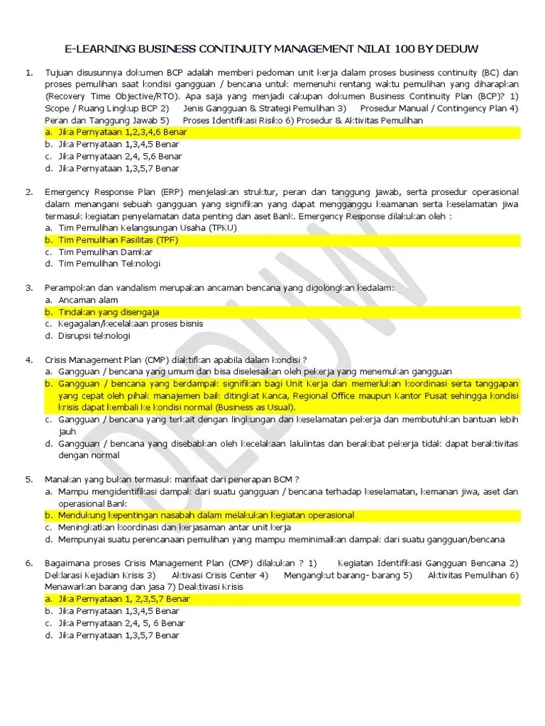 E-Learning Business Continuity Management | PDF