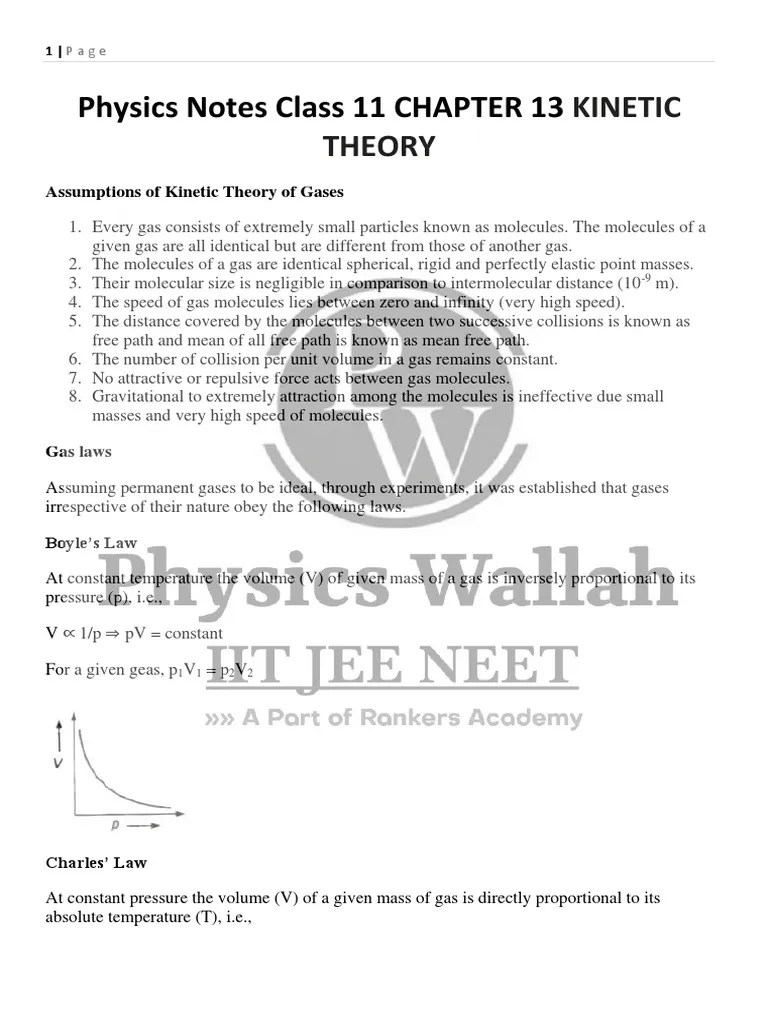 Kinetic Theory Of Gases | PDF | Gases | Temperature
