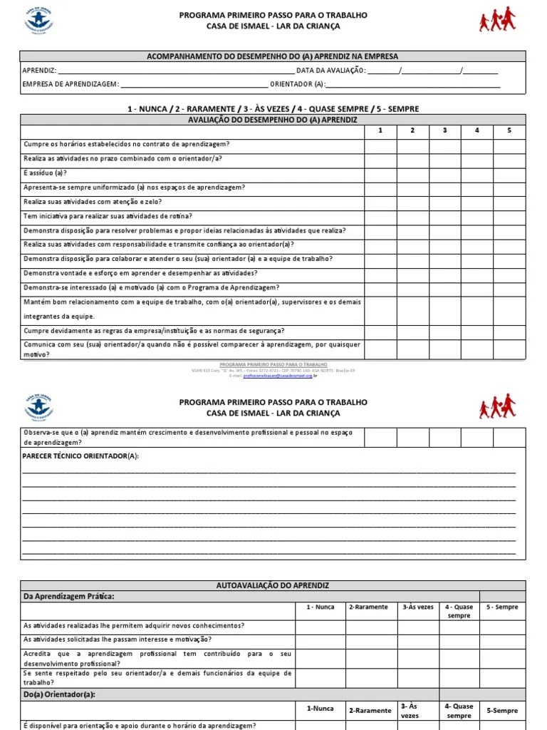 Avaliação De Desempenho E Auto Avaliação Do Aprendiz - Empresa-Aprendiz - Bianca | PDF | Aprendizado