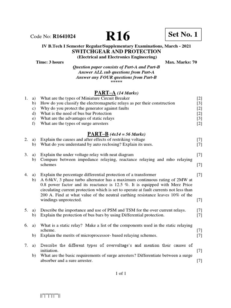 Switchgear And Protection March 2021 | PDF | Relay | Transformer