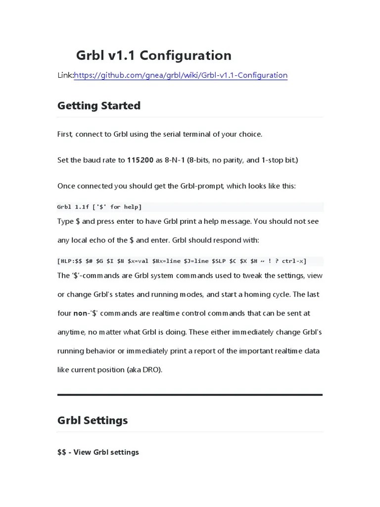 GRBL V1.1 Configuration | PDF | Numerical Control | Switch