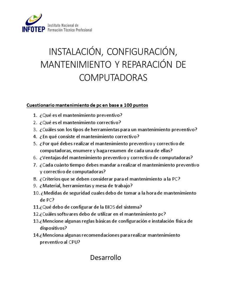 Mantenimiento Preventivo Y Correctivo De Computadoras | PDF | Bios | Malware