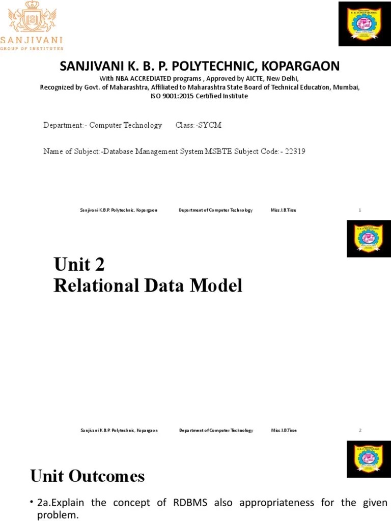 Unit 2 DBMS | PDF | Relational Database | Databases