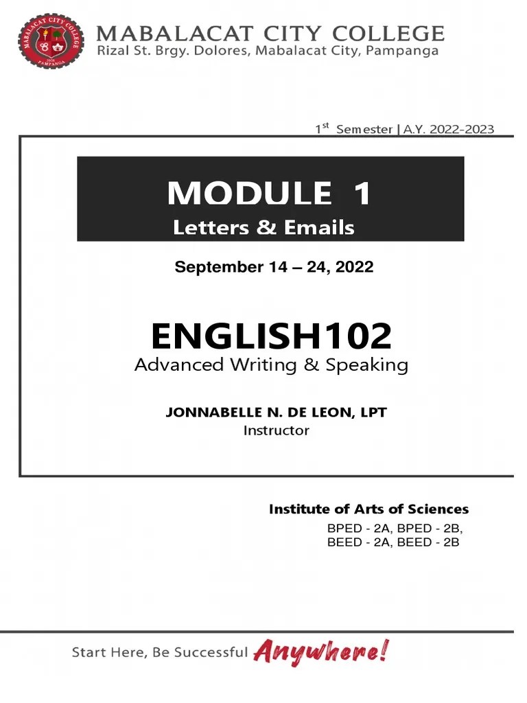 Module 1 - English102 - Ias | PDF | Written Communication | Writing