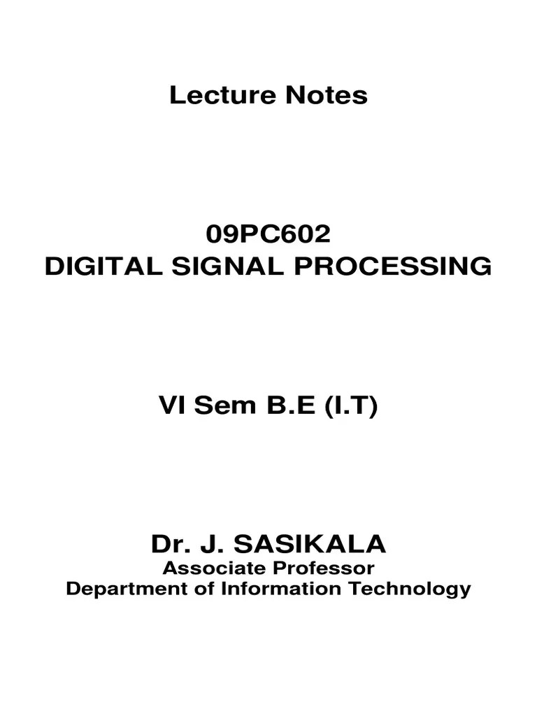 Lecture Notes On IIR Filters And Multirate Digital Signal Processing ...