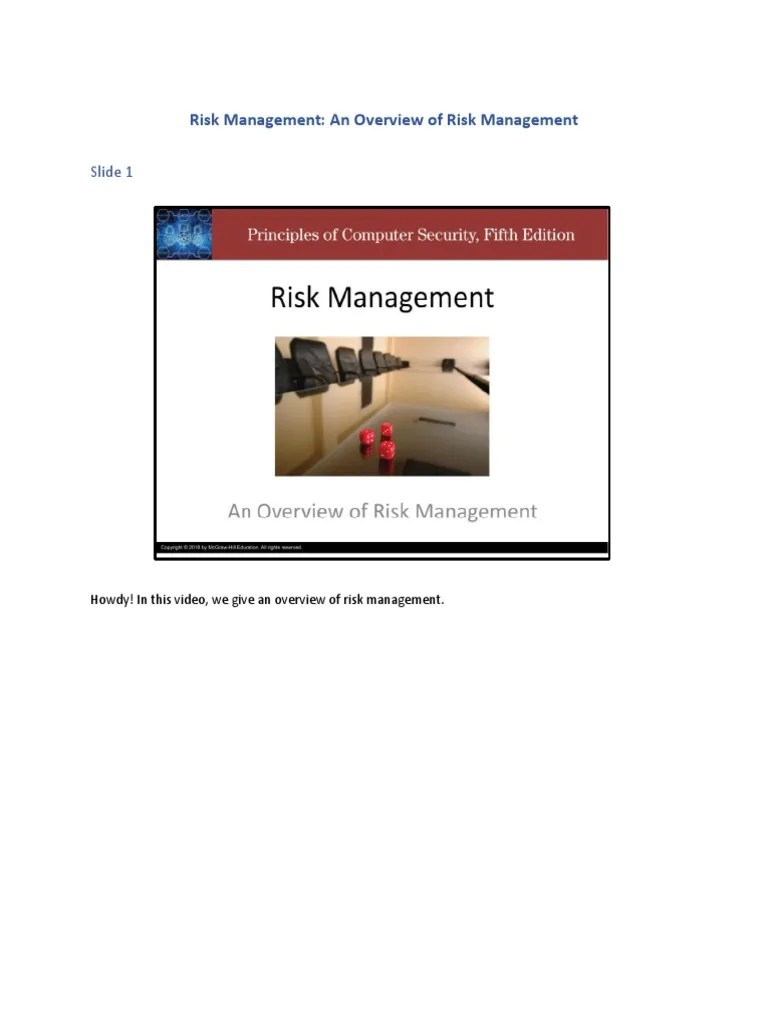 An Overview Of Risk Management In Banking PDF | PDF | Threat (Computer) | Risk