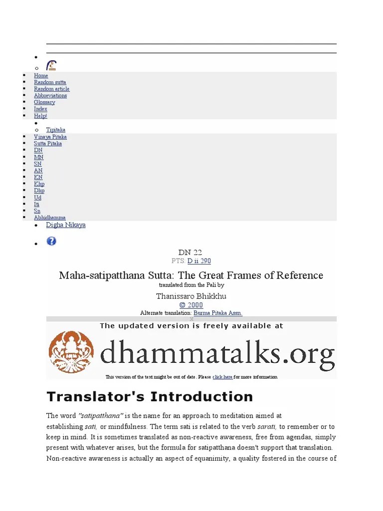 Sati Pattana Sutta | PDF | Noble Eightfold Path | Sati (Buddhism)