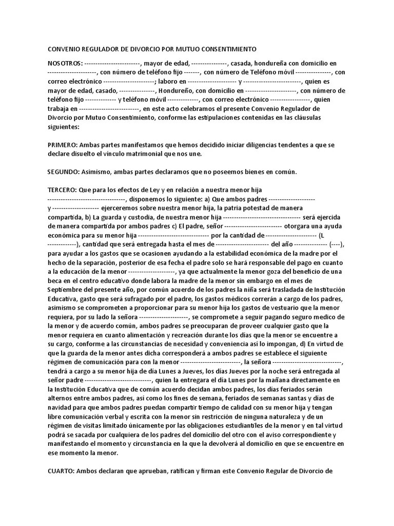 Convenio Regulador | PDF | Divorcio | Matrimonio