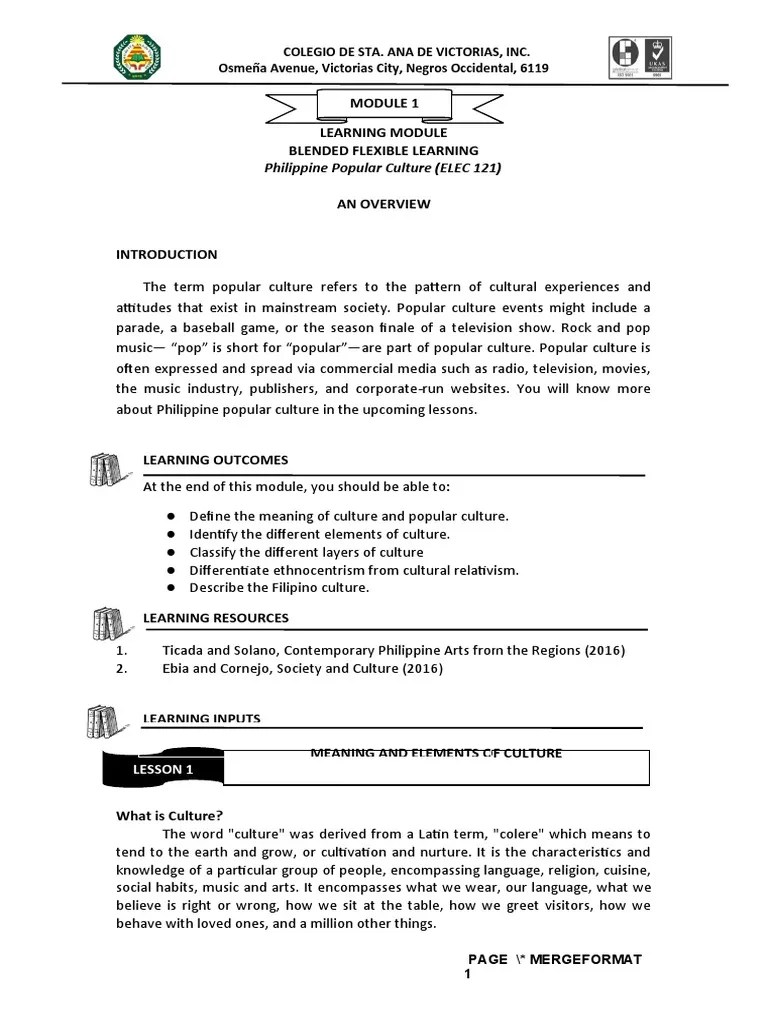 Module 1 - Philippine Popular Culture | PDF