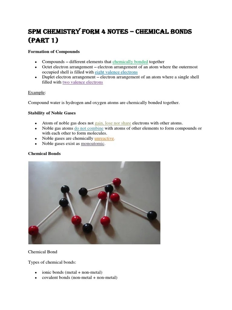 PDF SPM Chemistry Form 4 Notes DL | Download Free PDF | Mole (Unit) | Chemical Compounds
