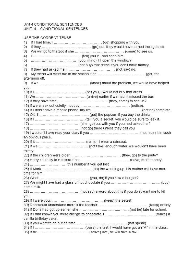 Unit 4 CONDITIONAL SENTENCES - Documentos De Google | PDF