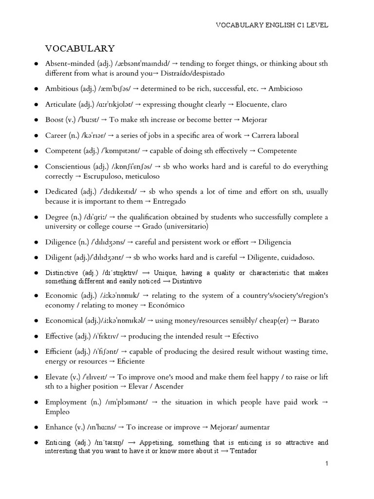 Vocabulary c1