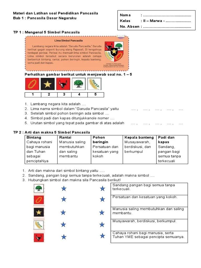 Materi Dan Latihan Soal Bab 1 Pendidikan Pancasila Kelas 2 | PDF