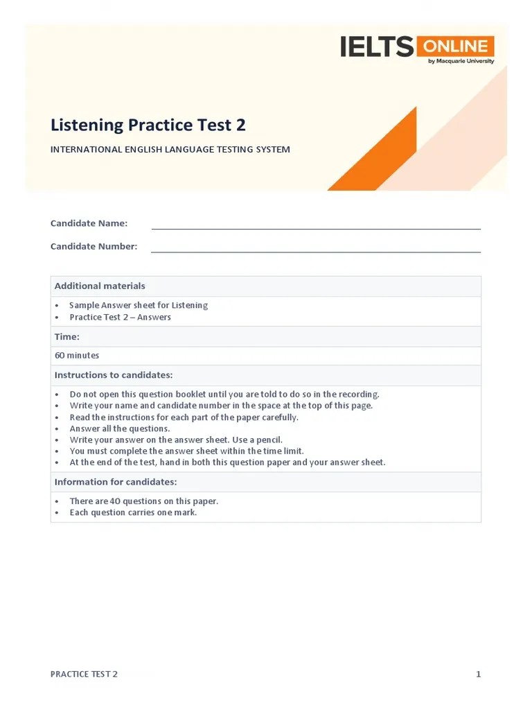 IELTS Academic Listening Practice Test 2 Paper Based Questions | PDF ...