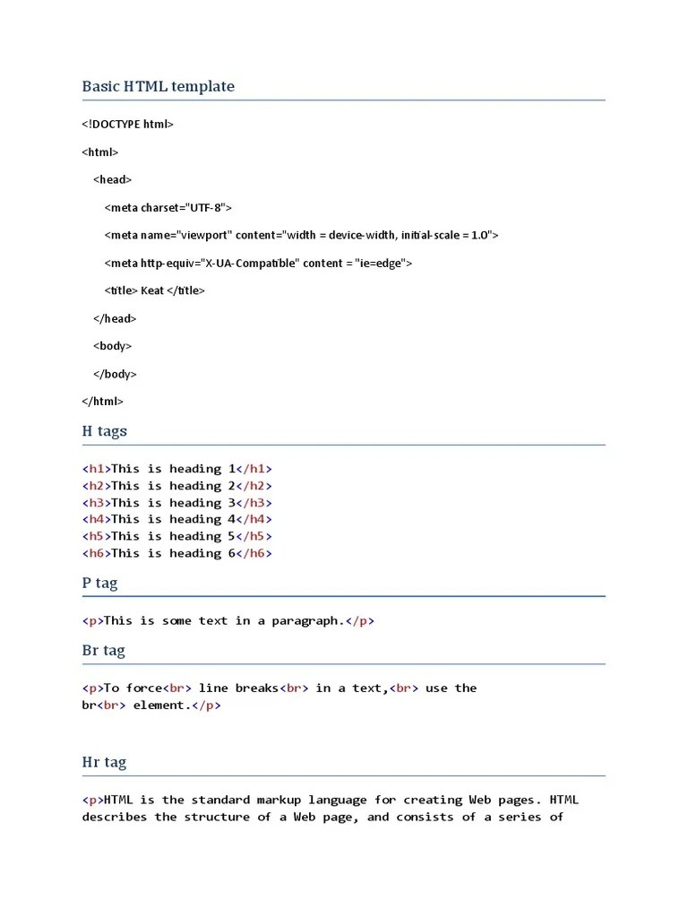 HTML Quick Reference | PDF | Html Element | Html