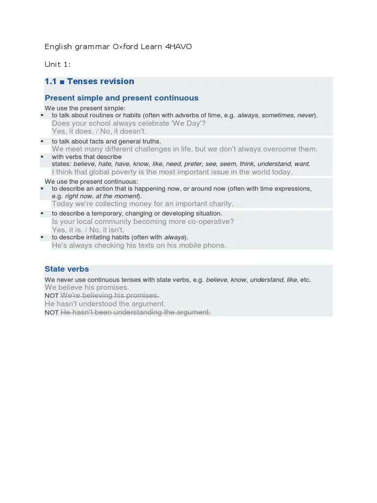 English Grammar Guide | PDF | Verb | Subject (Grammar)