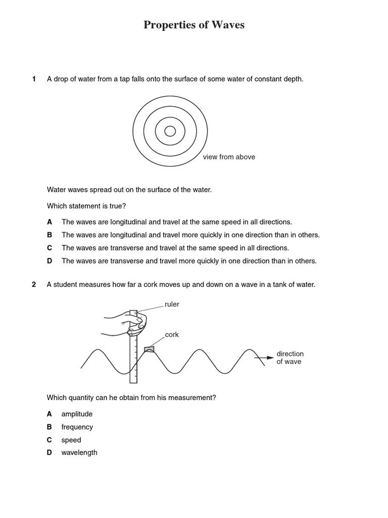 Physics Classified Paper 1 Properties Of Waves | PDF | Waves | Wavelength