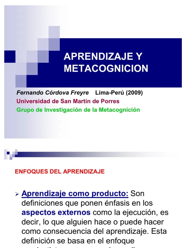 Aprendizaje Y Metacognicion | PDF | Memoria | Aprendizaje