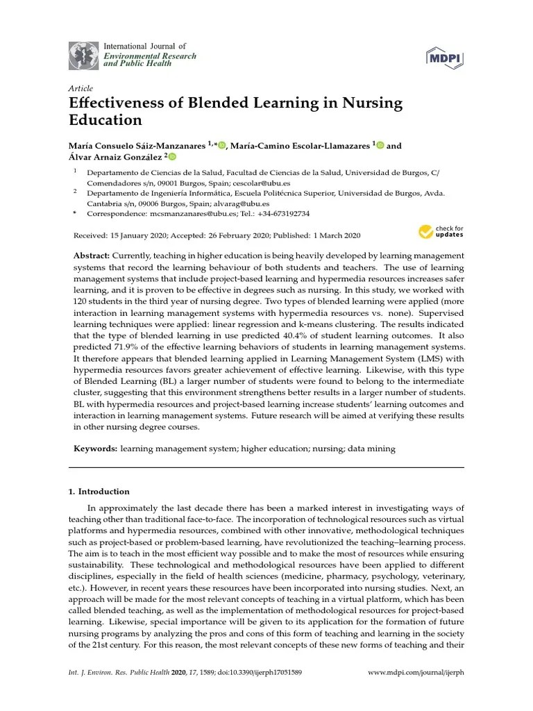Effectiveness Of Blended Learning In Nursing | PDF | Teaching Method | Learning