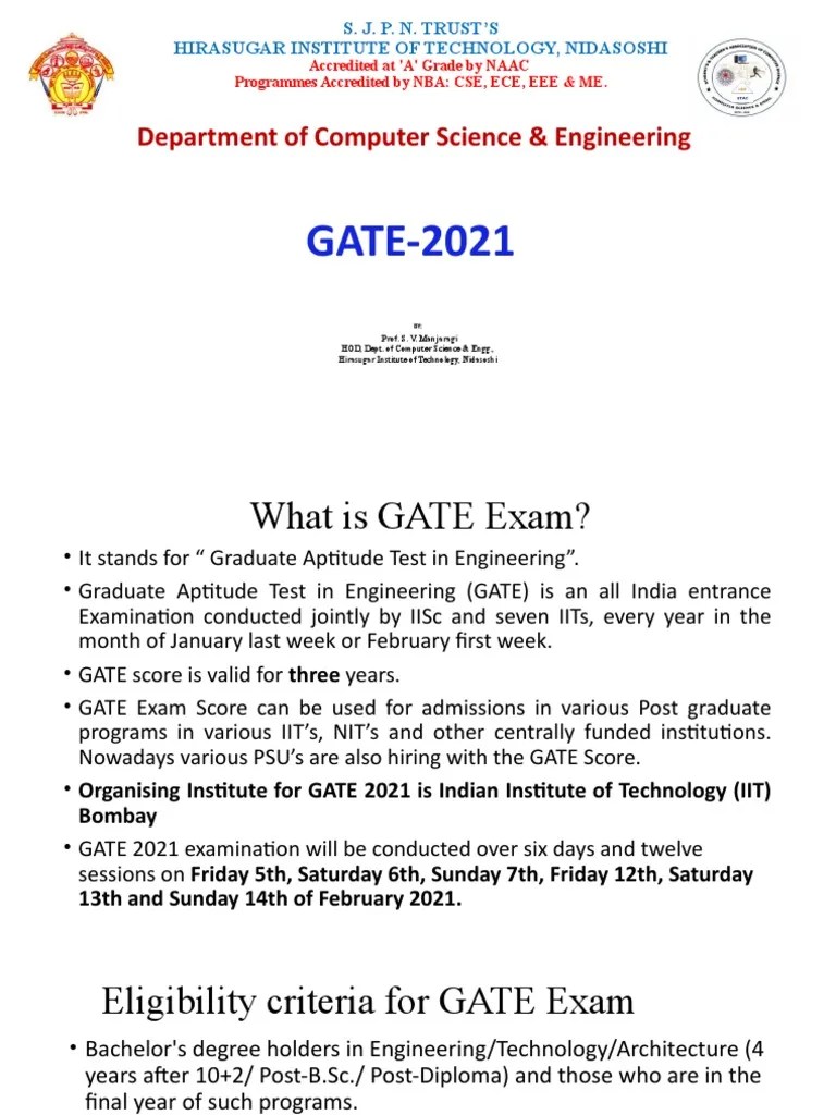 Gate Exam Cse | PDF | Educational Stages | Vocational Education