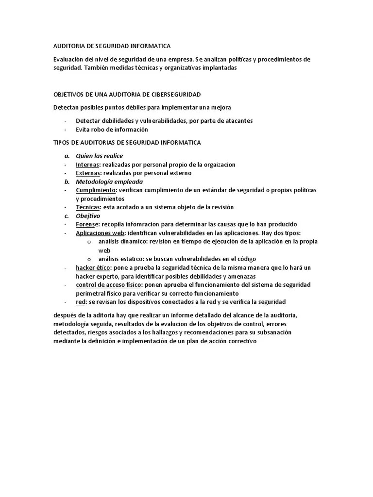 Auditoria De Seguridad Informatica | PDF
