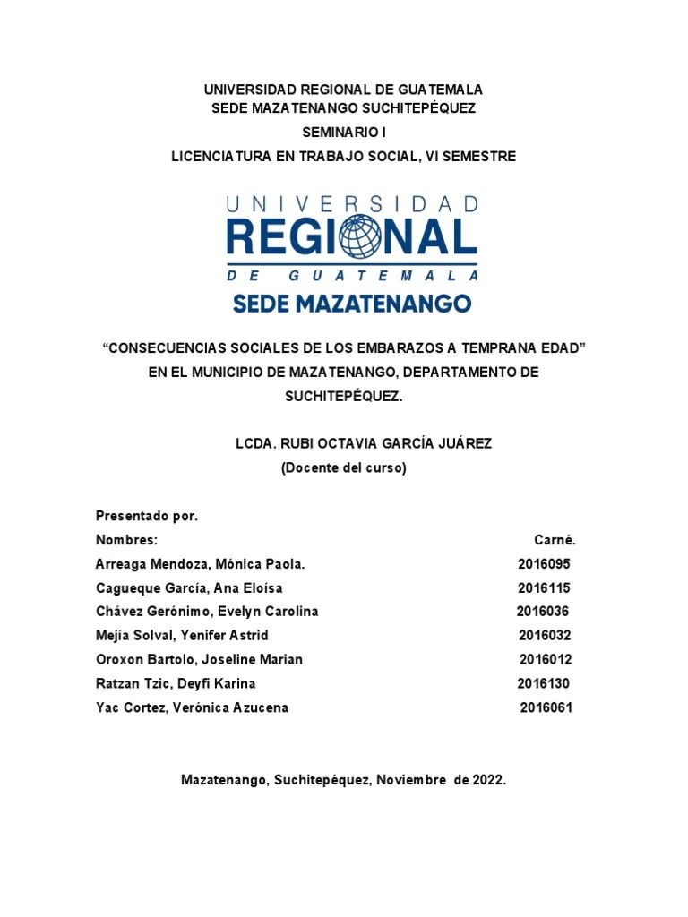 Correccion General Seminario I Consecuencias Sociales De Los Embarazos | PDF | Adolescencia | La ...